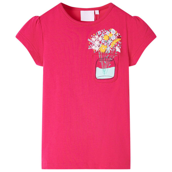 T-shirt infantil com estampa de flores rosa brilhante 140 D