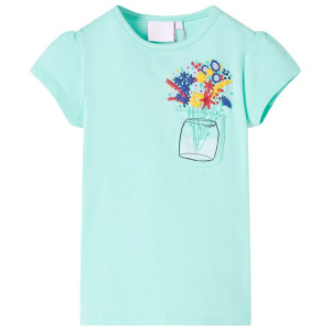 Camiseta para niños con estampado de flores menta claro 92 D