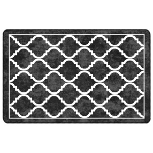 Alfombra lavable antideslizante negro y blanco 190x300 cm D