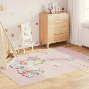 Alfombra niños lavable antideslizante unicornio rosa 160x230 cm D