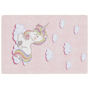 Alfombra niños lavable antideslizante unicornio rosa 160x230 cm H