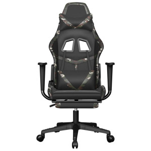 Silla gaming masaje reposapiés cuero sintético negro camuflaje D