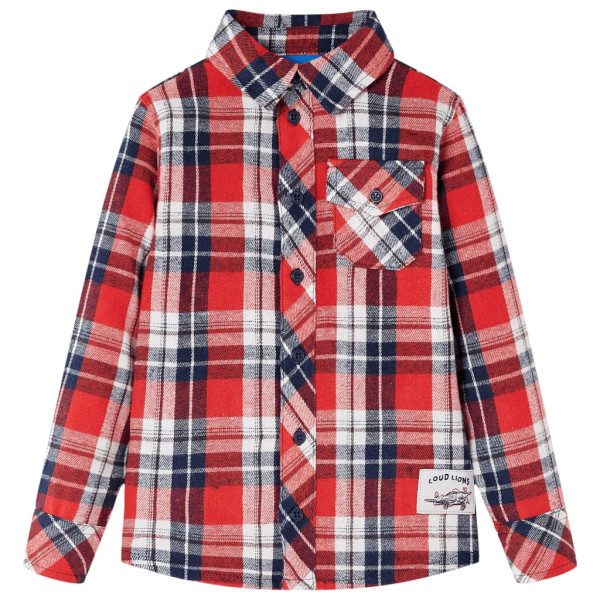 Camisa a cuadros para niños rojo y azul marino 128 D