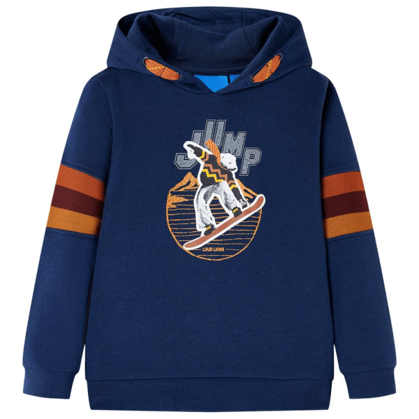 Sudadera con capucha de niños estampado oso snowboard azul marino 128 D