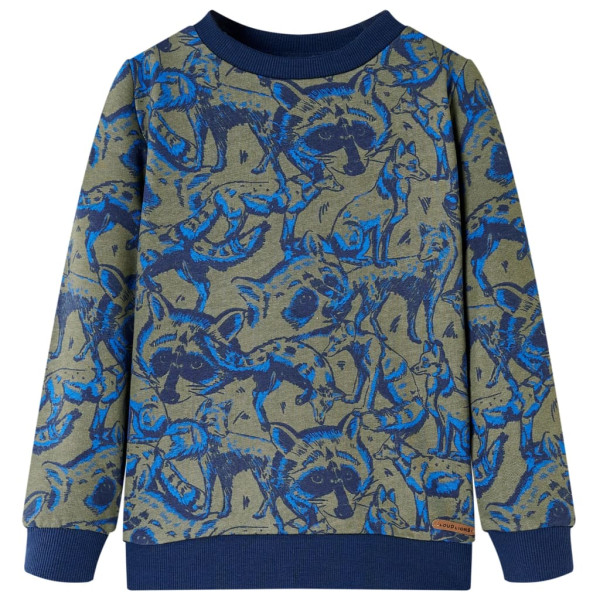 Sudadera para niños con estampado de mapaches y zorros caqui 116 D