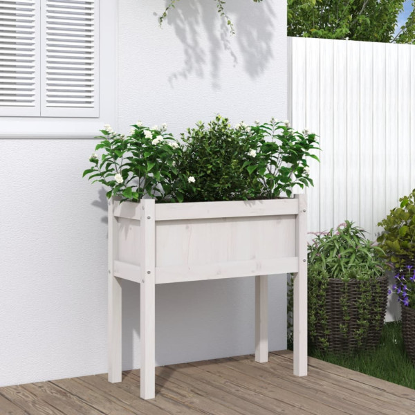 Jardineira com patas madeira maciça de pinho branco 70x31x70 cm D