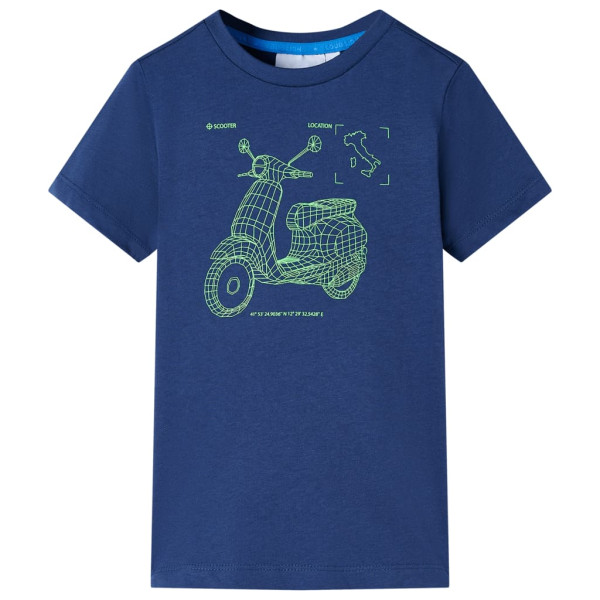 Azul escuro motocicleta impresso crianças t-shirt 92 D