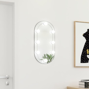 Espejo con luces LED vidrio ovalado 60x30 cm D