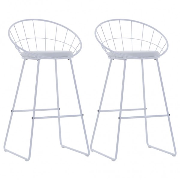 Taburetes de barra de cocina 2 unidades cuero sintético blanco Taburetes de barra de cocina 2 unidades cuero sintético blanco D
