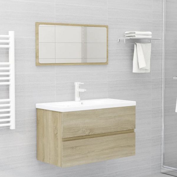 Conjunto de móveis de banheiro de madeira projetada em carvalho Sonoma D