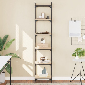 Librería 6 estantes madera ingeniería roble Sonoma 40x30x188 cm D