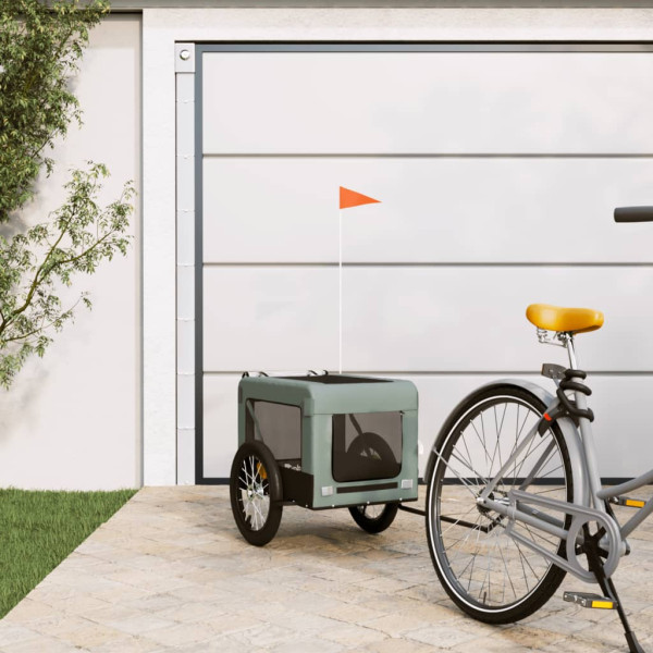 Trailer de bicicleta para animais de estimação em ferro tecido Oxford cinza preto D