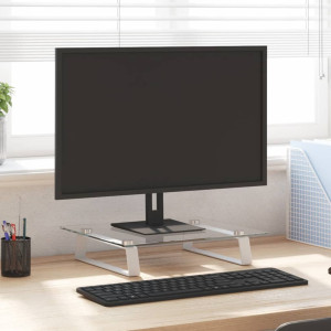 Soporte de monitor vidrio templado y metal blanco 40x35x8 cm D