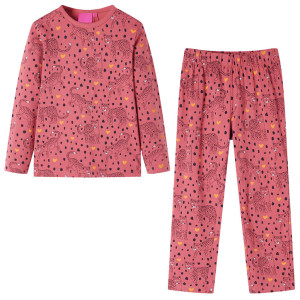 Pijama para niños manga larga estampado leopardos rosa viejo 104 D