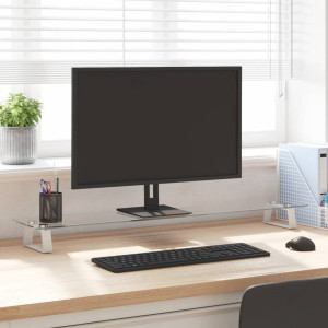 Soporte de monitor vidrio templado y metal blanco 100x20x8 cm D