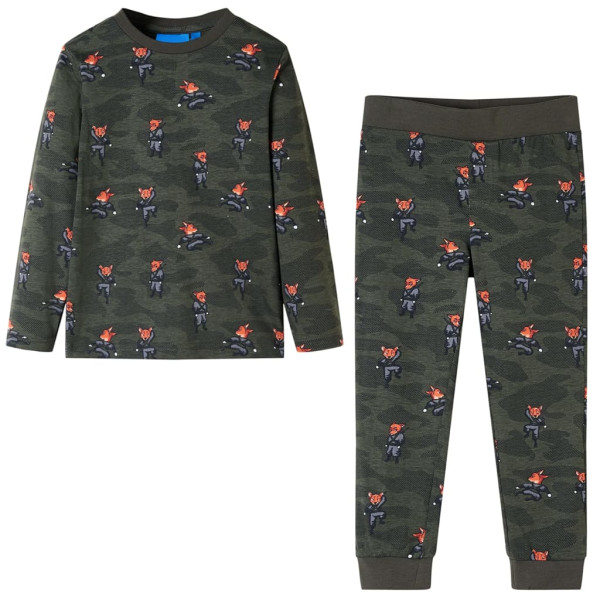 Pijama para niños de manga larga con estampado ninjas zorros caqui 104 D