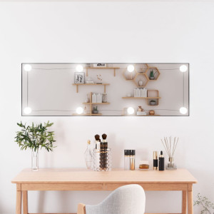 Espejo de pared rectangular con luces LED vidrio 30x100 cm D
