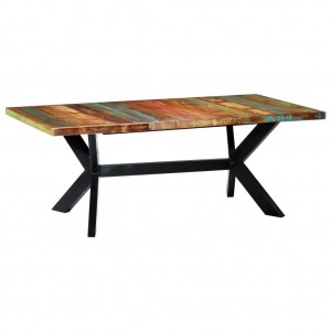 Mesa de jantar em madeira maciça reciclada 200x100x75 cm D