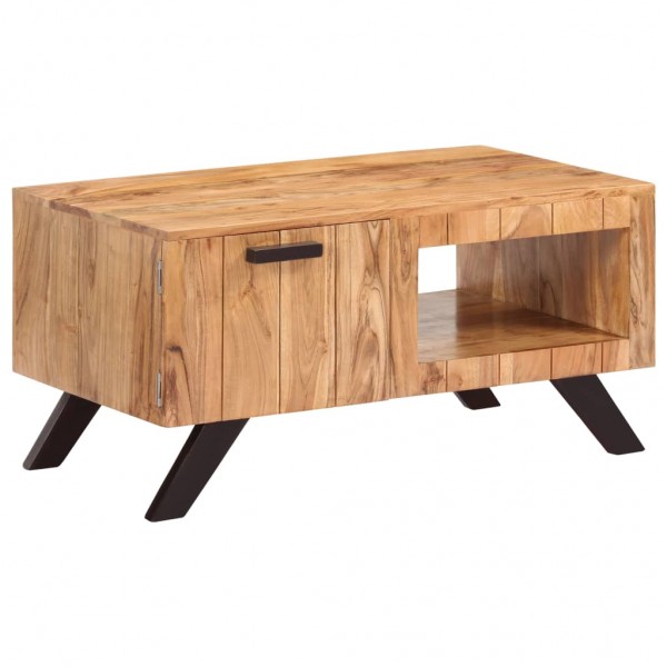Mesa de centro de madeira maciça de acácia 90x50x45 cm D