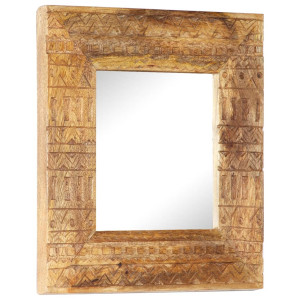 Espejo tallado a mano madera maciza de mango 50x50x11 cm D