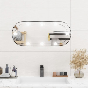 Espelho de parede oval com luzes LED vidro 30x70 cm D