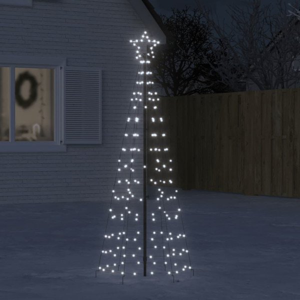 Árbol de Navidad cono con estacas 220 LEDs blanco frío 180 cm D