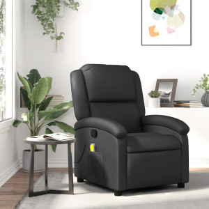 Assento de massagem reclinável de couro preto genuíno D