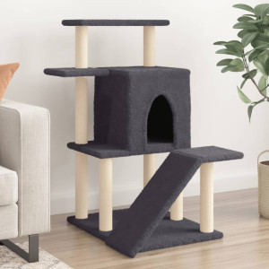 Raspador para gatos com postes de sisal cinza escuro 97 cm D