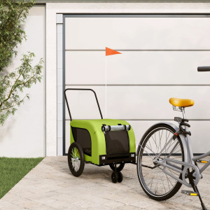 Trailer de bicicleta para animais de estimação em ferro Oxford pano verde preto D