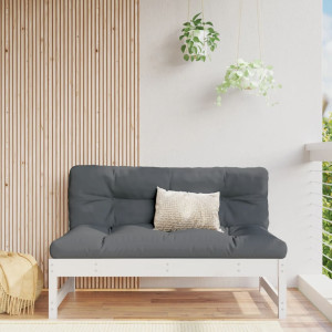 Sofá central de jardín madera maciza de pino blanco 120x80 cm D
