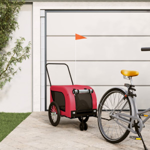 Trailer de bicicleta para animais de estimação em ferro Oxford pano vermelho preto D