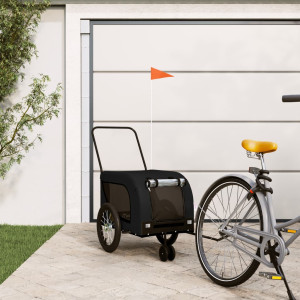 Remolque de bicicleta animais de estimação tecido preto Oxford ferro D