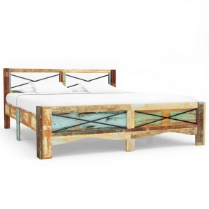 Estructura de cama de madera maciza reciclada 160x200 cm D