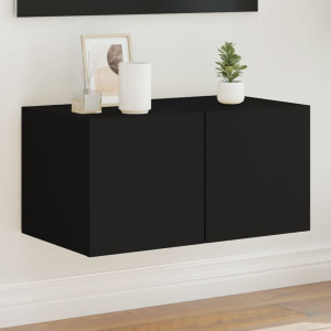 Mueble de TV de pared con luces LED negro 60x35x31 cm D