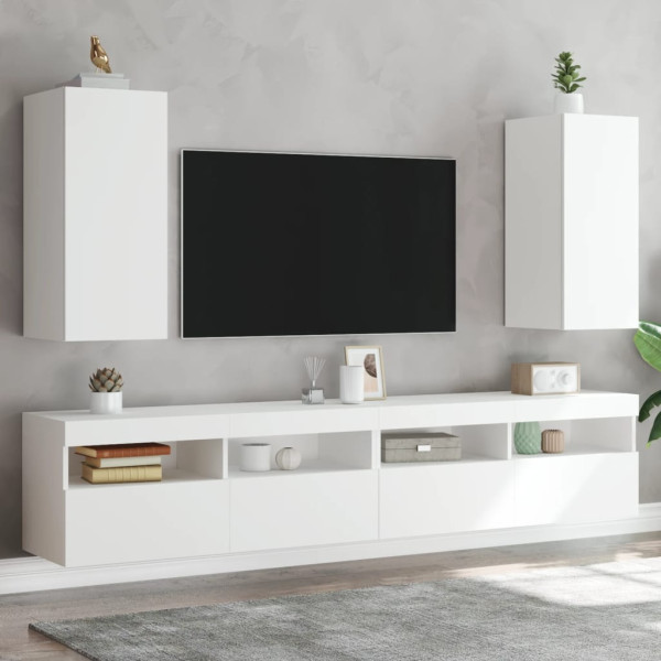 Mobiliário de televisão de parede com luzes LED 2 wds branco 30,5 x 35 x 70 cm D