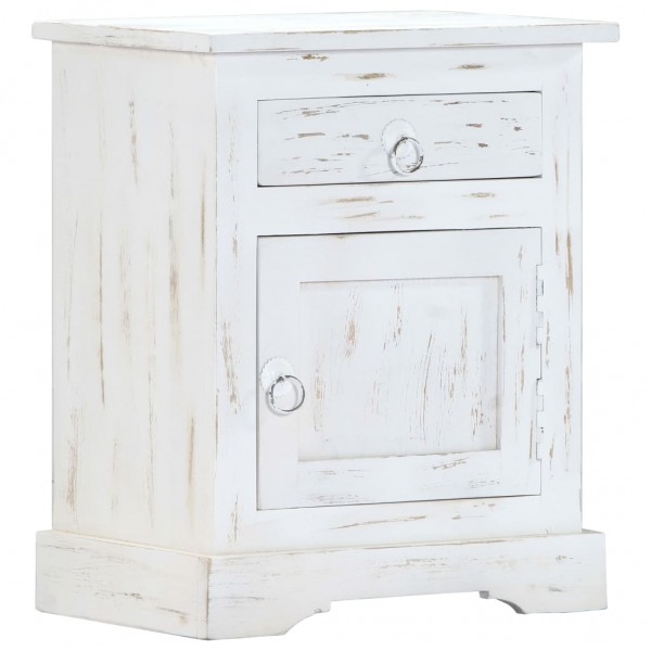 Mesa de noite de madeira maciça de mangue branco 40x30x50 cm D