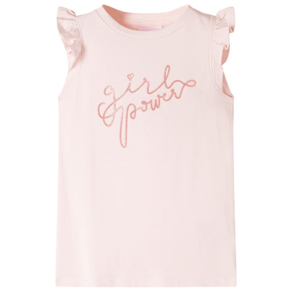 Camiseta para niños de manga volante rosa suave 104 D