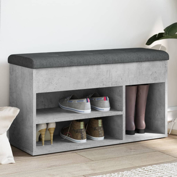 Banco de sapatos madeira de engenharia cinza concreto 82x32x45.5 cm D