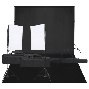 Kit de estúdio fotográfico com conjunto de iluminação e fundo D