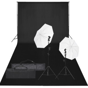 Kit de estúdio fotográfico com conjunto de iluminação e fundo D