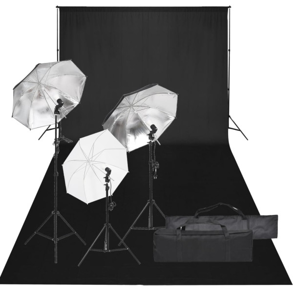 Kit de estúdio fotográfico com conjunto de iluminação e fundo D