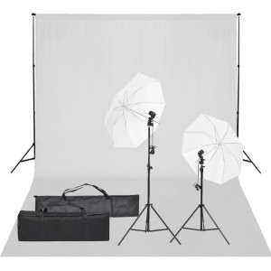 Kit de estúdio fotográfico com conjunto de iluminação e fundo D
