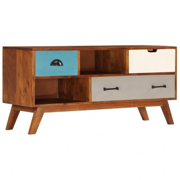 Mueble para TV con 3 cajones madera maciza acacia 110x35x50 cm D