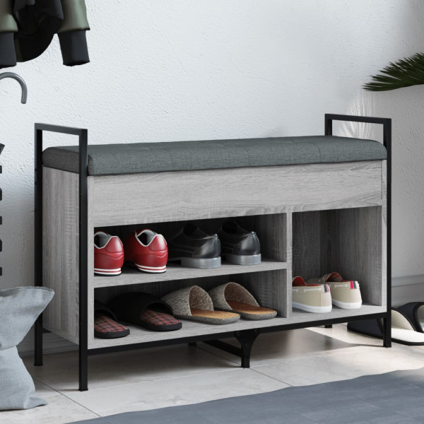 Banco zapatero madera de ingeniería gris Sonoma 85.5x32x57.5 cm D