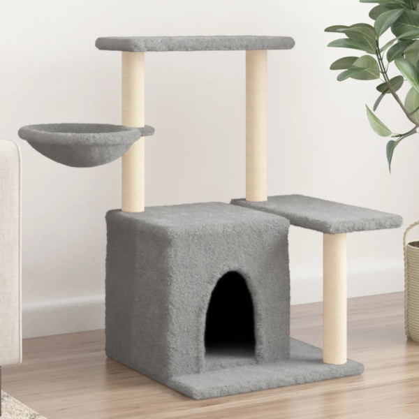 Rascador para gatos con postes de sisal gris claro 83 cm D