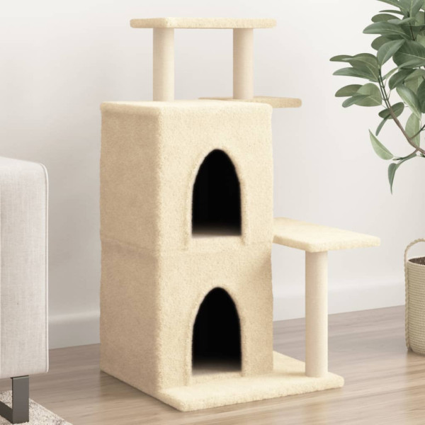 Rascador para gatos con postes de sisal color crema 97 cm D