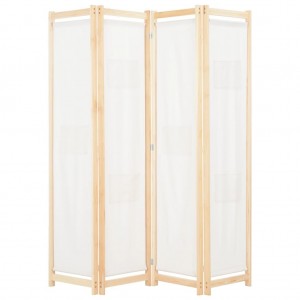 Biombo divisor de 4 painéis de tecido creme 160x170x4 cm D