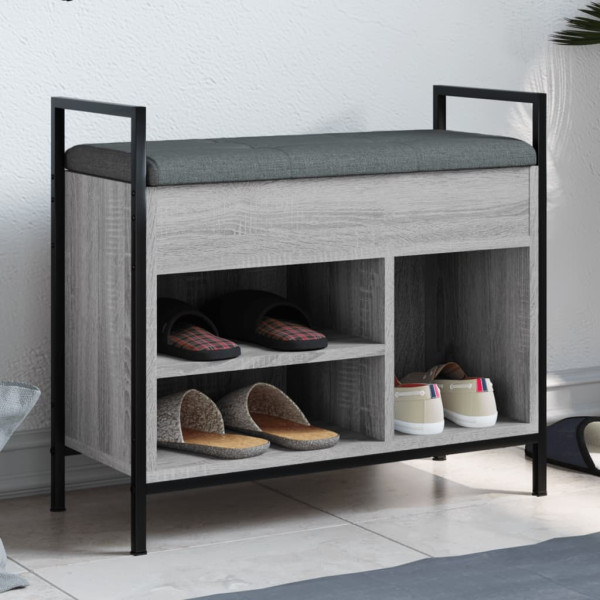 Banco zapatero madera de ingeniería gris Sonoma 65.5x32x57.5 cm D