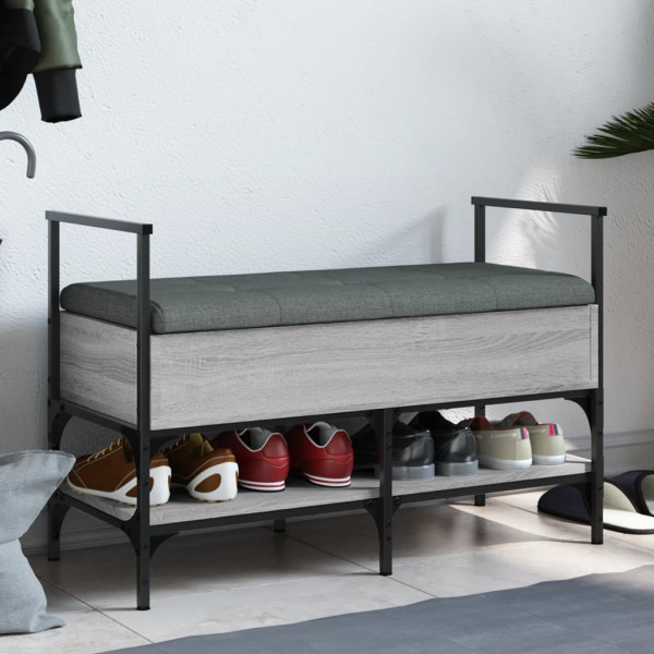 Banco zapatero madera de ingeniería gris Sonoma 85.5x42x57.5 cm D