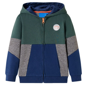 Sudadera infantil con capucha y cremallera verde oscuro 104 D